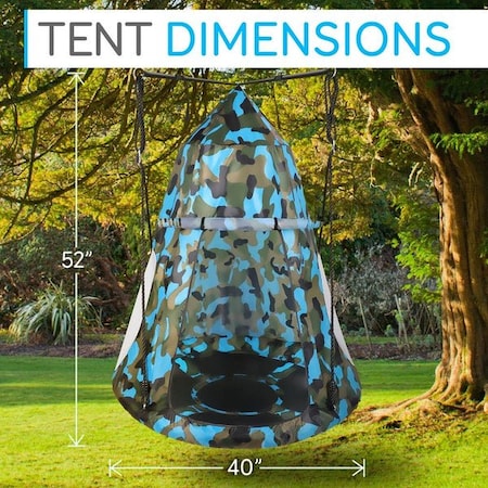 Serenelife Children's Tree Swing Tent - Indoor/Outdoor Hanging Rope Swing Hangout Kit Camo SLSWNG350CM